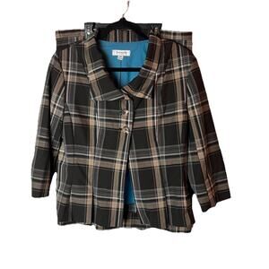 Isaac Mizrahi Women's Plaid Suit Jacket Skirt Set Coat Blazer SZ 14 Target